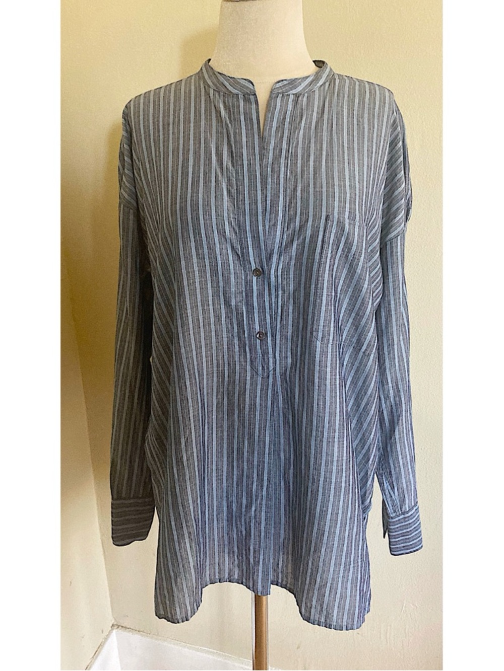 Vince Blue Striped Pullover Tunic Top